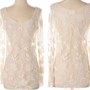 ANTHROPOLOGIE Everleigh long sleeve lace top